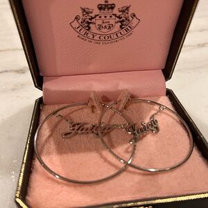 Juicy Couture Silver Logo Hoop Earrings